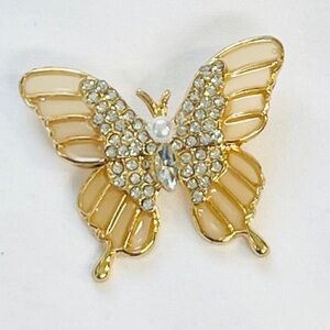 Butterfly brooch, elegant gold & silver,  NIP, 2.25 x1.5”, catches the light